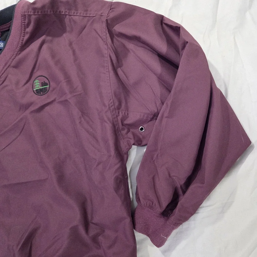 VTG LA Loving Men's Pullover Windbreaker Jacket Purple V-neck Embroidered Sz M